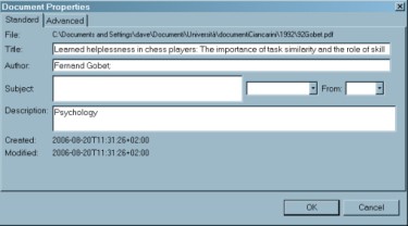 Metadata dialog